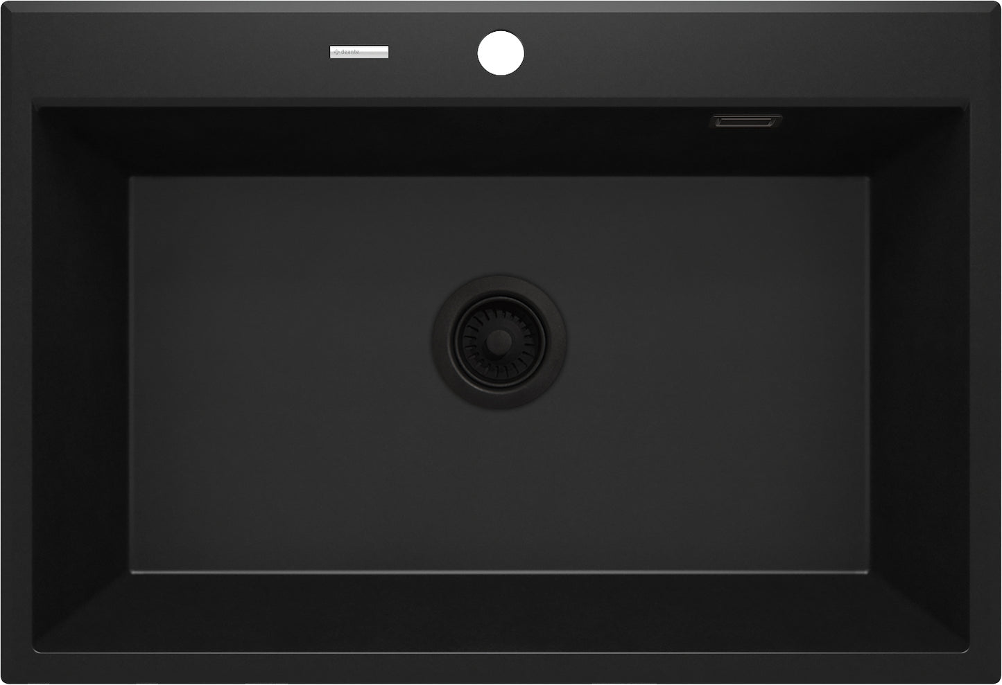 Deante ERIDAN Granitspüle 70 x 52 cm 1-Becken mit automatischer Abflusssperre Schwarz