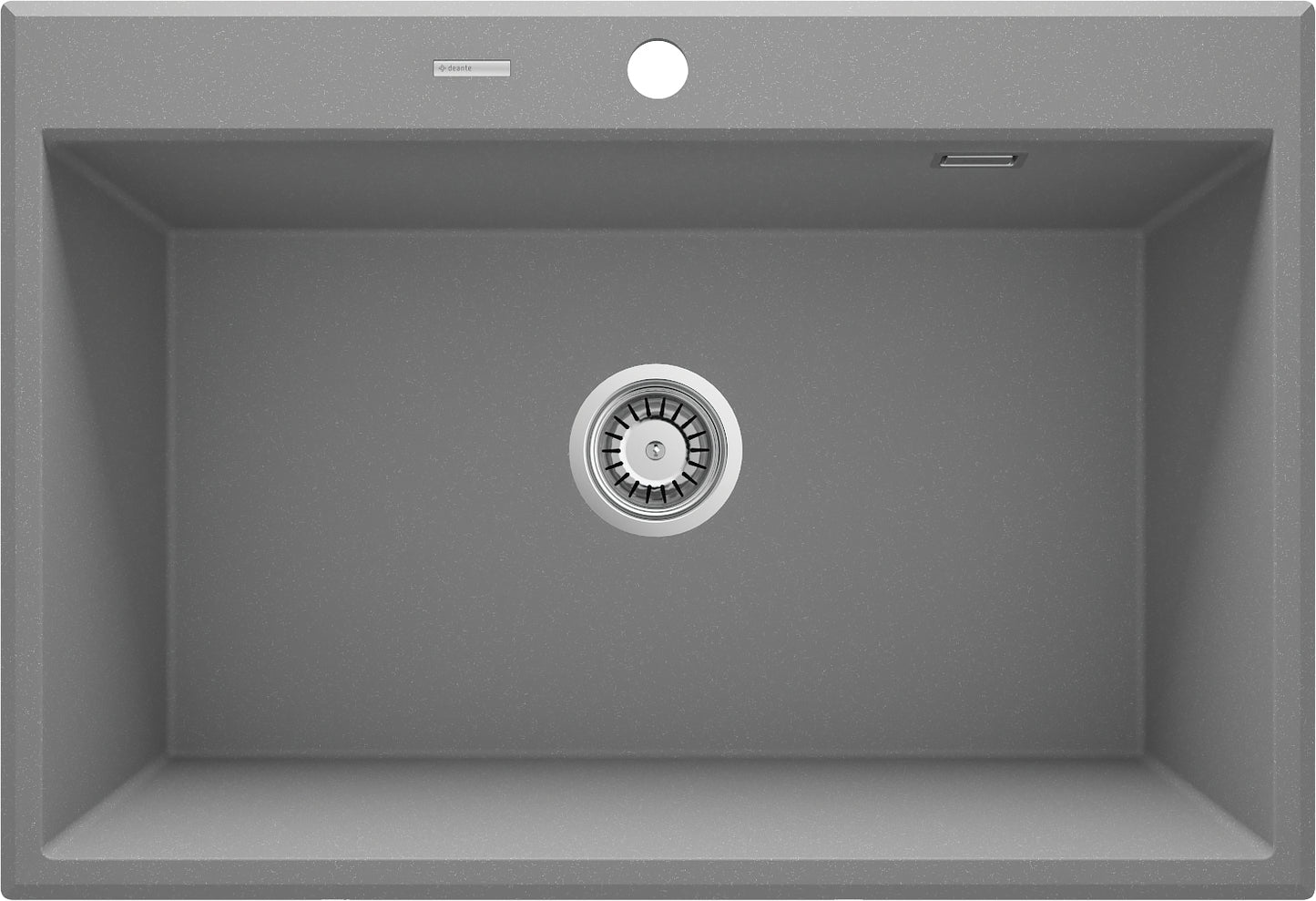 Deante ERIDAN Granitspüle 70 x 52 cm 1-Becken mit automatischer Abflusssperre Grau Metallic