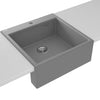 Deante ERIDAN Granit-Spülstein 60 x 61 cm 1-Becken automatische Abflusssperre Grau Metallic