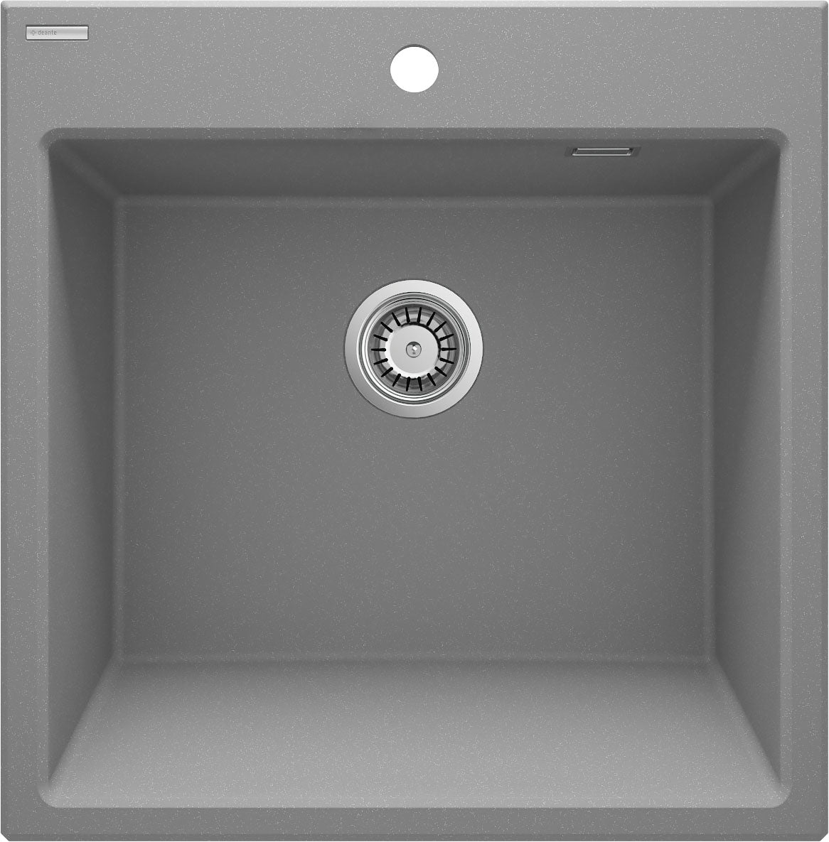 Deante ERIDAN Granit-Spülstein 60 x 61 cm 1-Becken automatische Abflusssperre Grau Metallic