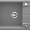 Deante ERIDAN Granitspüle 78 x 50 cm mit Abtropffläche und Siphon-Knopf Grau Metallic