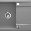 Deante ERIDAN Granitspüle 100 x 52 cm mit Abtropffläche und Siphon-Knopf Grau Metallic