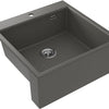 Deante ERIDAN Granit-Spülstein 60 x 61 cm 1-Becken automatische Abflusssperre Anthrazit Metallic