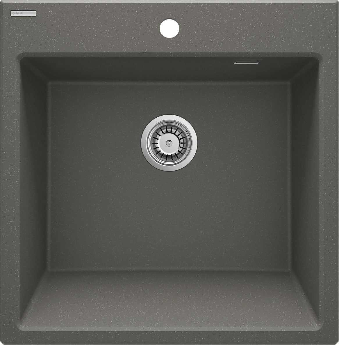 Deante ERIDAN Granit-Spülstein 60 x 61 cm 1-Becken automatische Abflusssperre Anthrazit Metallic