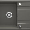 Deante ERIDAN Granitspüle 86 x 50 cm mit Abtropffläche und Siphon-Knopf Anthrazit Metallic
