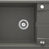 Deante ERIDAN Granitspüle 78 x 50 cm mit Abtropffläche und Siphon-Knopf Anthrazit Metallic