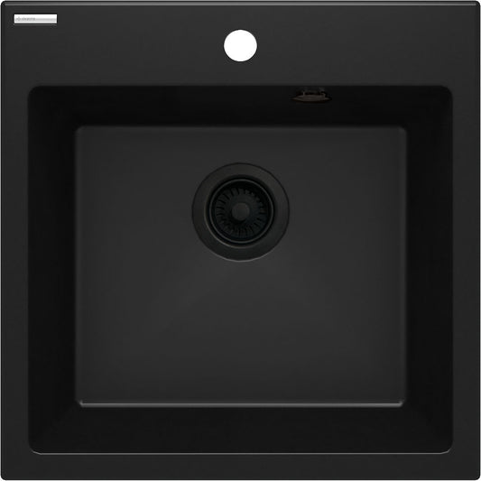 Deante EVORA Granitspüle 50 x 50 cm 1-Becken quadratisch hydrophob Schwarz