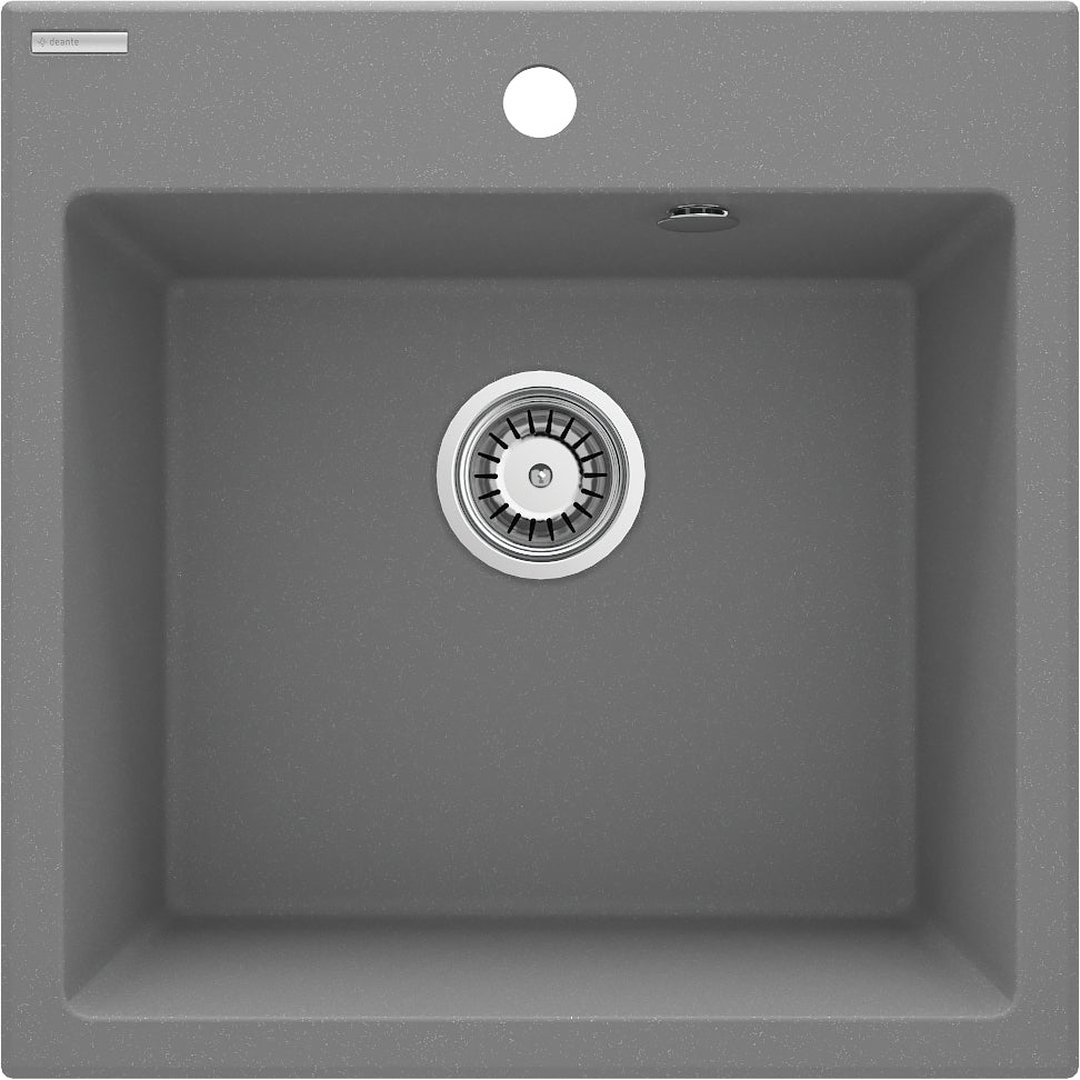 Deante EVORA Granitspüle 50 x 50 cm 1-Becken quadratisch hydrophob Grau Metallic