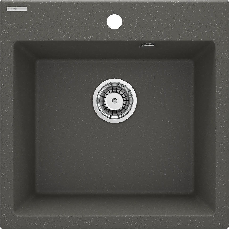Deante EVORA Granitspüle 50 x 50 cm 1-Becken quadratisch hydrophob Anthrazit Metallic