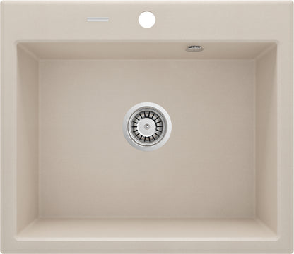 Deante ANDANTE Granitspüle 60 x 52 cm 1-Becken rechteckig mit Raumsparsiphon Beige