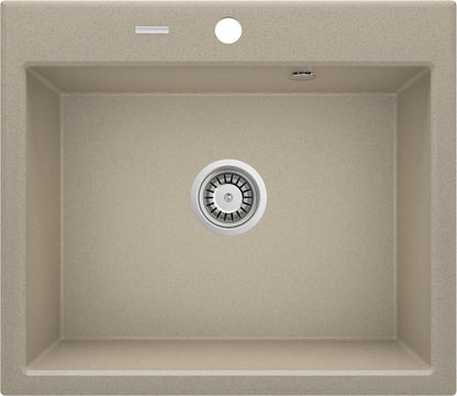 Deante ANDANTE Granitspüle 60 x 52 cm 1-Becken rechteckig mit Raumsparsiphon Sand