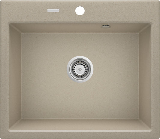 Deante ANDANTE Granitspüle 60 x 52 cm 1-Becken rechteckig mit Raumsparsiphon Sand
