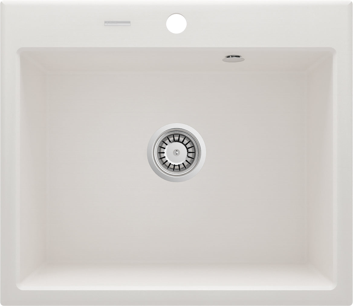 Deante ANDANTE Granitspüle 60 x 52 cm 1-Becken rechteckig mit Raumsparsiphon Alabaster