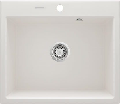 Deante ANDANTE Granitspüle 60 x 52 cm 1-Becken rechteckig mit Raumsparsiphon Alabaster