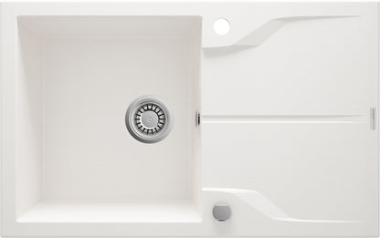 Deante ANDANTE FLUSH Granitspüle mit Abtropffläche flächenbündige Montage Alabaster