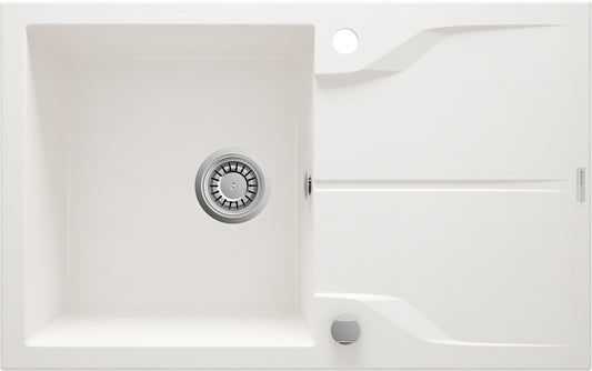 Deante ANDANTE FLUSH Granitspüle mit Abtropffläche flächenbündige Montage Alabaster