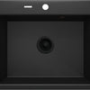 Deante ANDANTE Granitspüle 60 x 52 cm 1-Becken rechteckig mit Raumsparsiphon Graphit Metalic