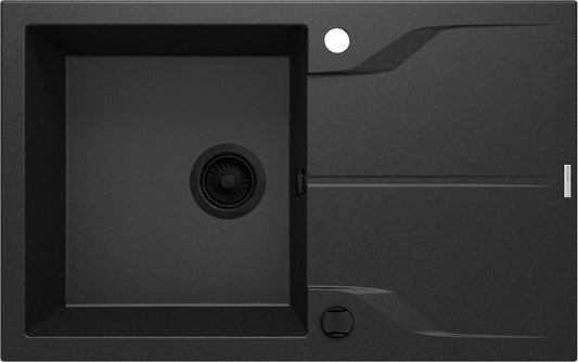 Deante ANDANTE FLUSH Granitspüle mit Abtropffläche flächenbündige Montage Graphit Metallic