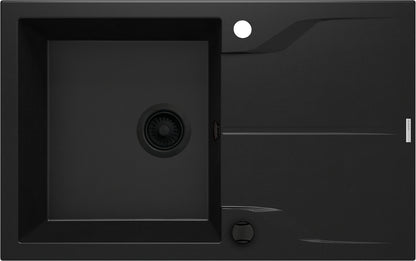 Deante ANDANTE FLUSH Granitspüle mit Abtropffläche flächenbündige Montage Schwarz