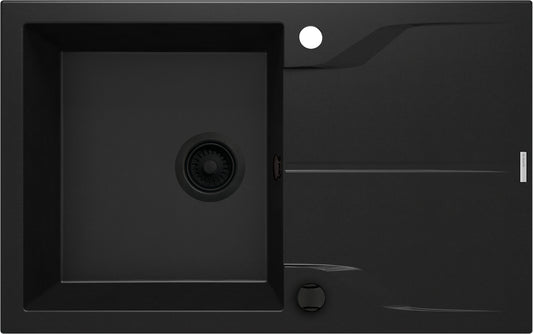 Deante ANDANTE FLUSH Granitspüle mit Abtropffläche flächenbündige Montage Schwarz