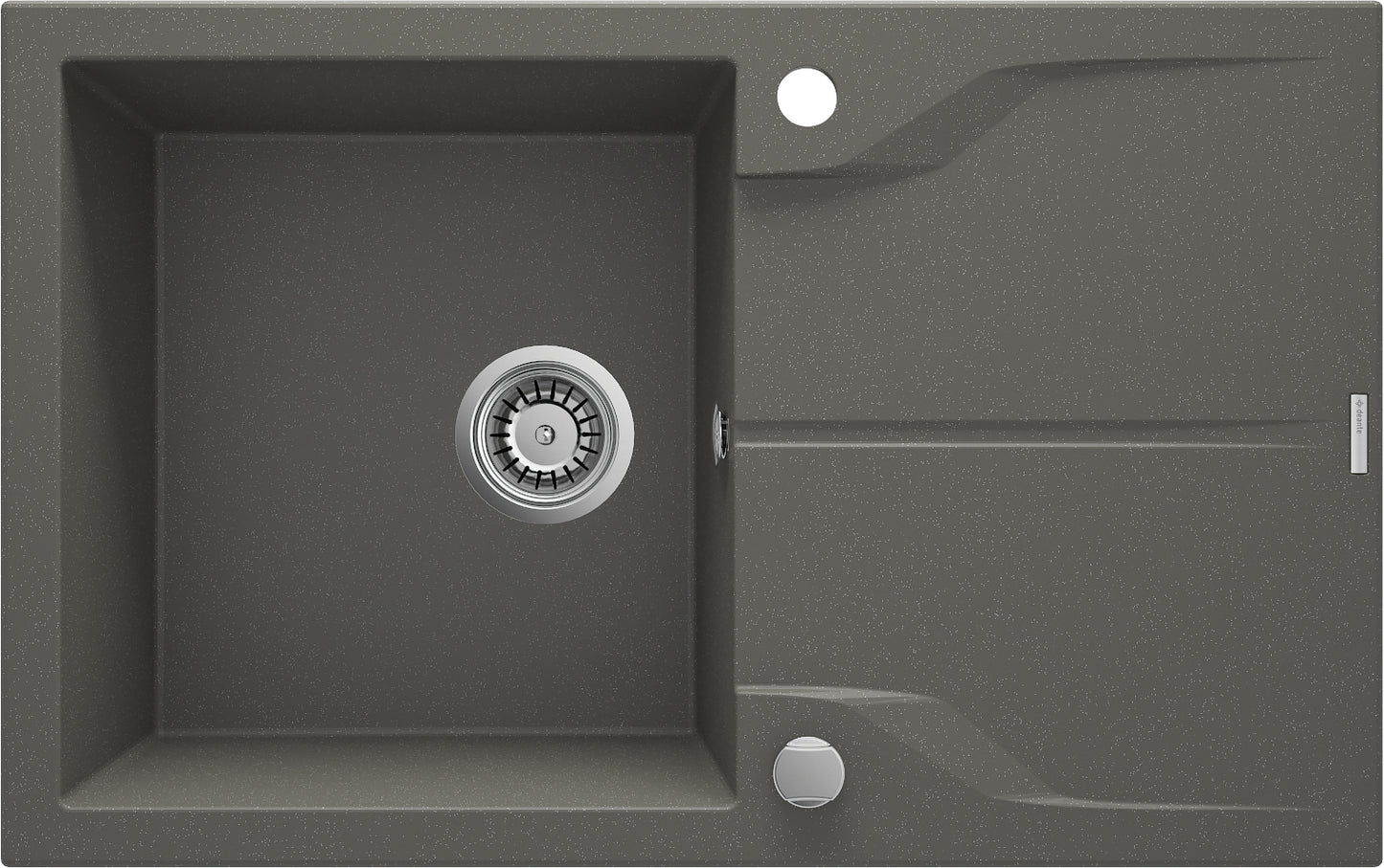 Deante ANDANTE FLUSH Granitspüle mit Abtropffläche flächenbündige Montage Anthrazit Metallic