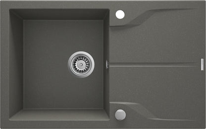 Deante ANDANTE FLUSH Granitspüle mit Abtropffläche flächenbündige Montage Anthrazit Metallic