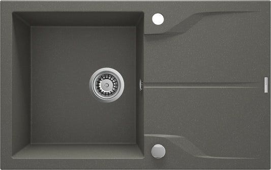 Deante ANDANTE FLUSH Granitspüle mit Abtropffläche flächenbündige Montage Anthrazit Metallic