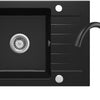 Deante ZORBA Granitspüle mit Abtropffläche + Armatur (Küchen-Set) 58 x 44 cm Schwarz