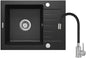 Deante ZORBA Granitspüle mit Abtropffläche + Armatur (Küchen-Set 2) 58 x 44 cm Graphit / Stahl