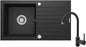 Deante ZORBA Granitspüle mit Abtropffläche + Armatur (Küchen-Set) 76 x 44 cm Graphit