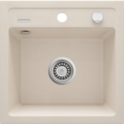 Deante ZORBA Granitspüle 1-Becken 44 cm quadratisch mit Siphon-Drehknopf Beige