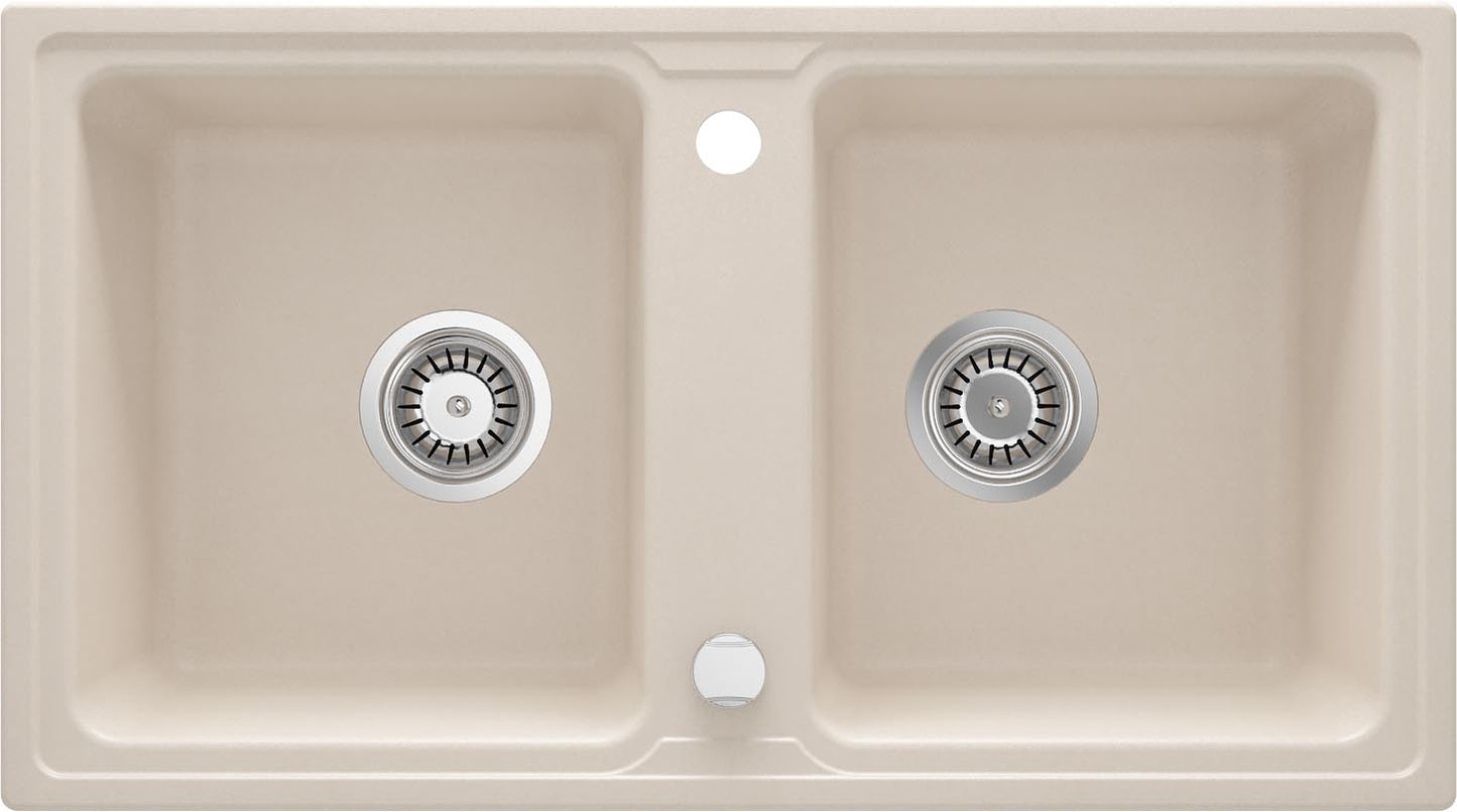 Deante ZORBA Granitspüle mit Abtropfbereich 2-Becken 78 x 43,5 cm rechteckig Beige