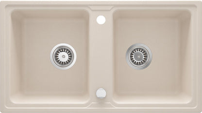 Deante ZORBA Granitspüle mit Abtropfbereich 2-Becken 78 x 43,5 cm rechteckig Beige