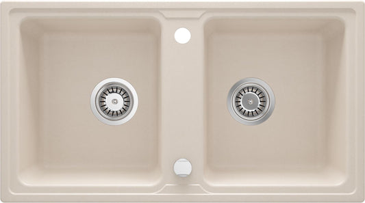 Deante ZORBA Granitspüle mit Abtropfbereich 2-Becken 78 x 43,5 cm rechteckig Beige