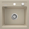Deante ZORBA Granitspüle 1-Becken 44 cm quadratisch mit Siphon-Drehknopf Sand