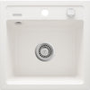 Deante ZORBA Granitspüle 1-Becken 44 cm quadratisch mit Siphon-Drehknopf Alabaster
