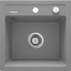 Deante ZORBA Granitspüle 1-Becken 44 cm quadratisch mit Siphon-Drehknopf Grau Metallic