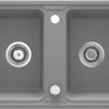 Deante ZORBA Granitspüle mit Abtropfbereich 2-Becken 78 x 43,5 cm rechteckig Grau Metallic