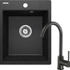 Deante CORIO Granitspüle mit Armatur 1-Becken 40 x 50 cm (Küchen-Set) Graphit