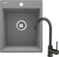 Deante CORIO Granitspüle mit Armatur 1-Becken 40 x 50 cm (Küchen-Set) Grau Metalic