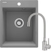 Deante CORIO Granitspüle mit flexibler Armatur 1-Becken 40 x 50 (Küchen-Set) Grau Metalic