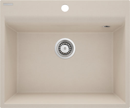 Deante CORIO Granitspüle 60 x 50 cm 1-Becken mit Raumsparsiphon Beige