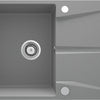 Deante CORIO Granit-Küchenspüle mit Abtropffläche 86 x 50 cm 1-Becken Grau Metallic
