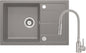 Deante LEDA Granitspüle mit Abtropffläche + flexible Armatur (Set) 67 x 44 cm Grau Metallic