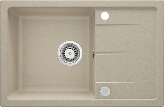 Deante LEDA Granit-Küchenspüle mit Abtropfbereich 67 x 44 cm reversibel Sand