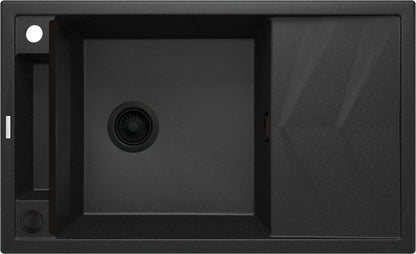 Deante MAGNETIC Granitspüle Abtropffläche & modulare Ablage 82 x 50 cm Graphit Metallic
