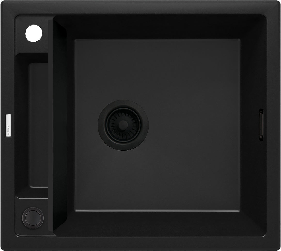 Deante MAGNETIC Granitspüle mit modularer Ablagefläche 1-Becken 56 x 50 cm Schwarz