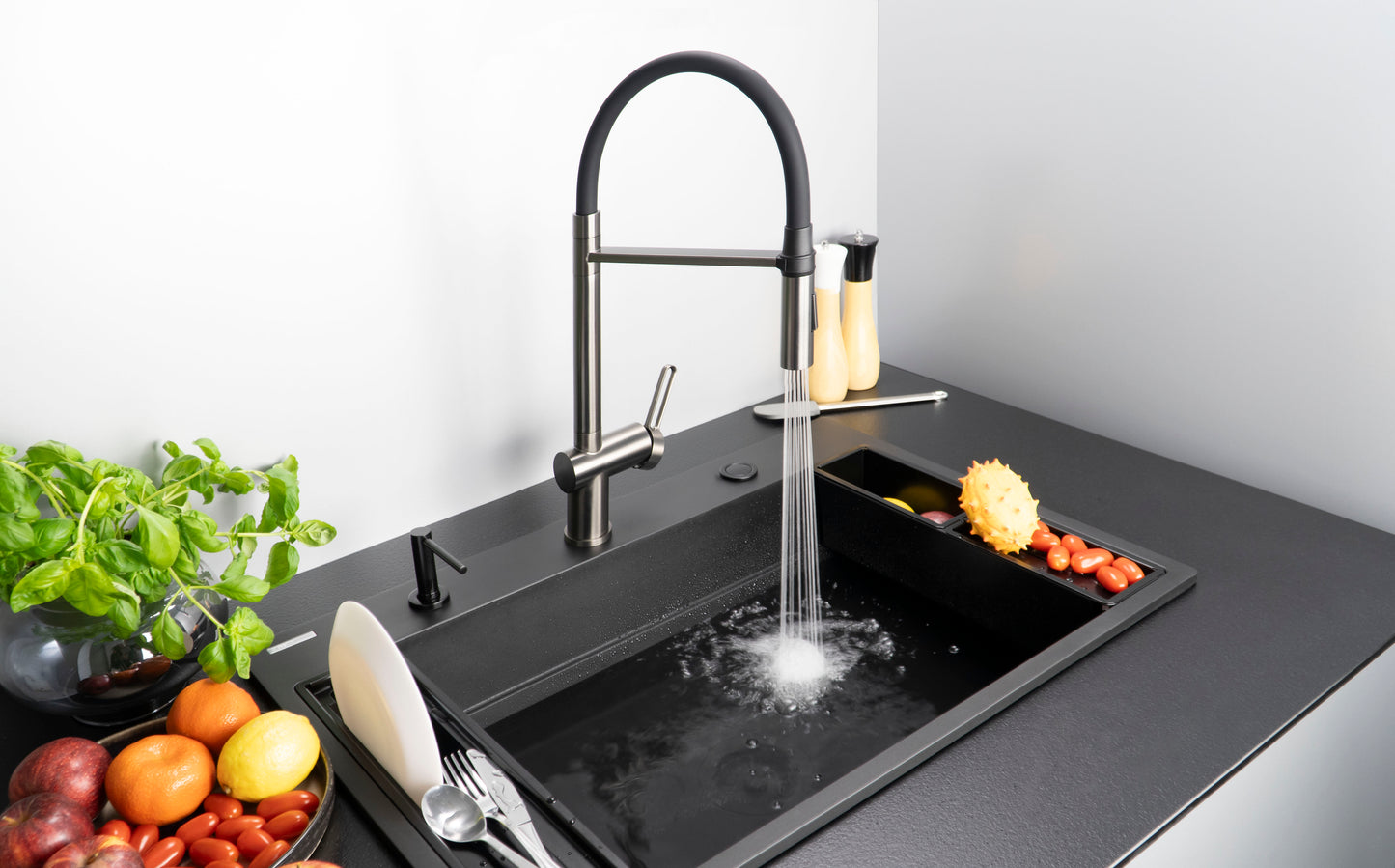 Deante Zubehörset für MAGNETIC Spülbecken modulares Abtropfgestell Schwarz