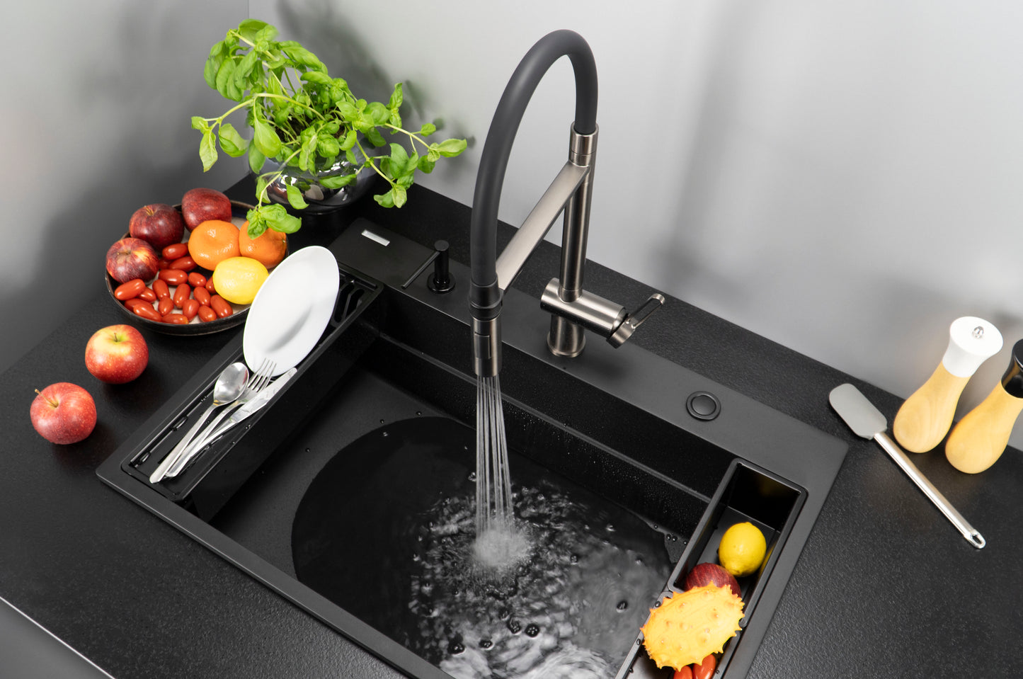 Deante Zubehörset für MAGNETIC Spülbecken modulares Abtropfgestell Schwarz