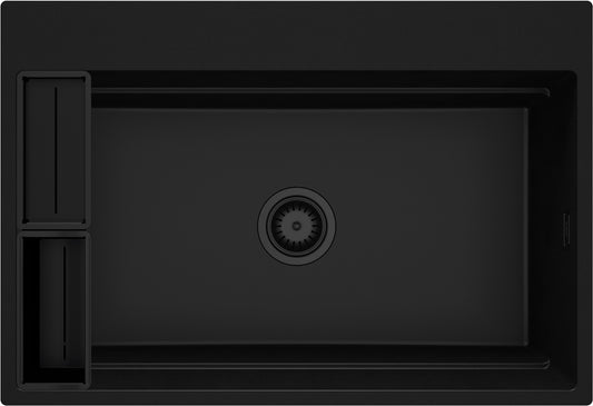 Deante MAGNETIC Granitspüle mit geräumigem Becken modular 76 x 52 cm Schwarz